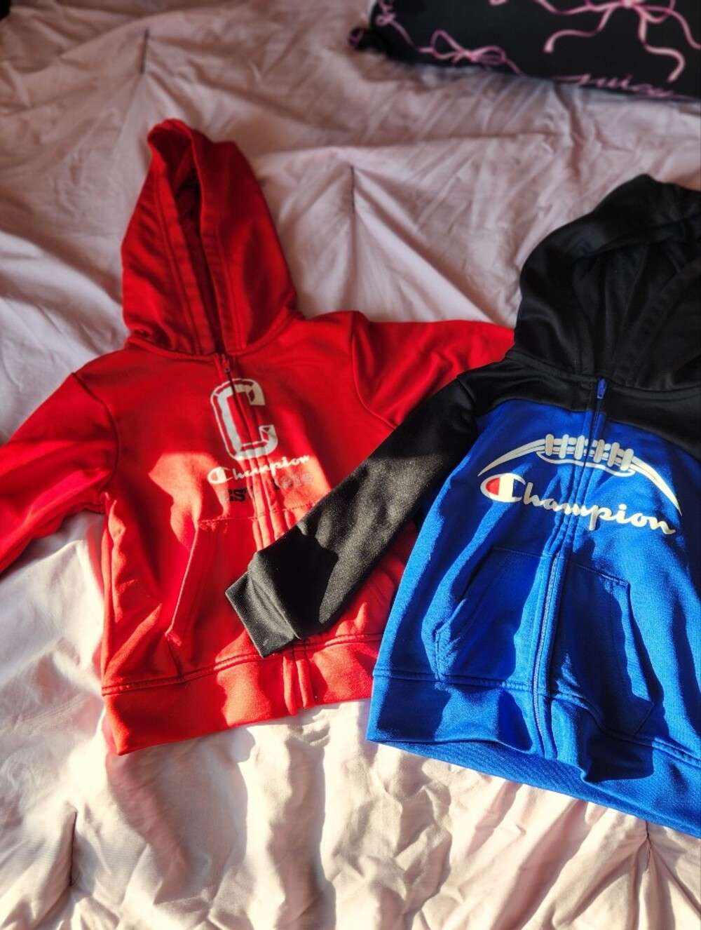 Toddler Champion Youth Hoodies - Red & Blue Athletic Zip-Ups